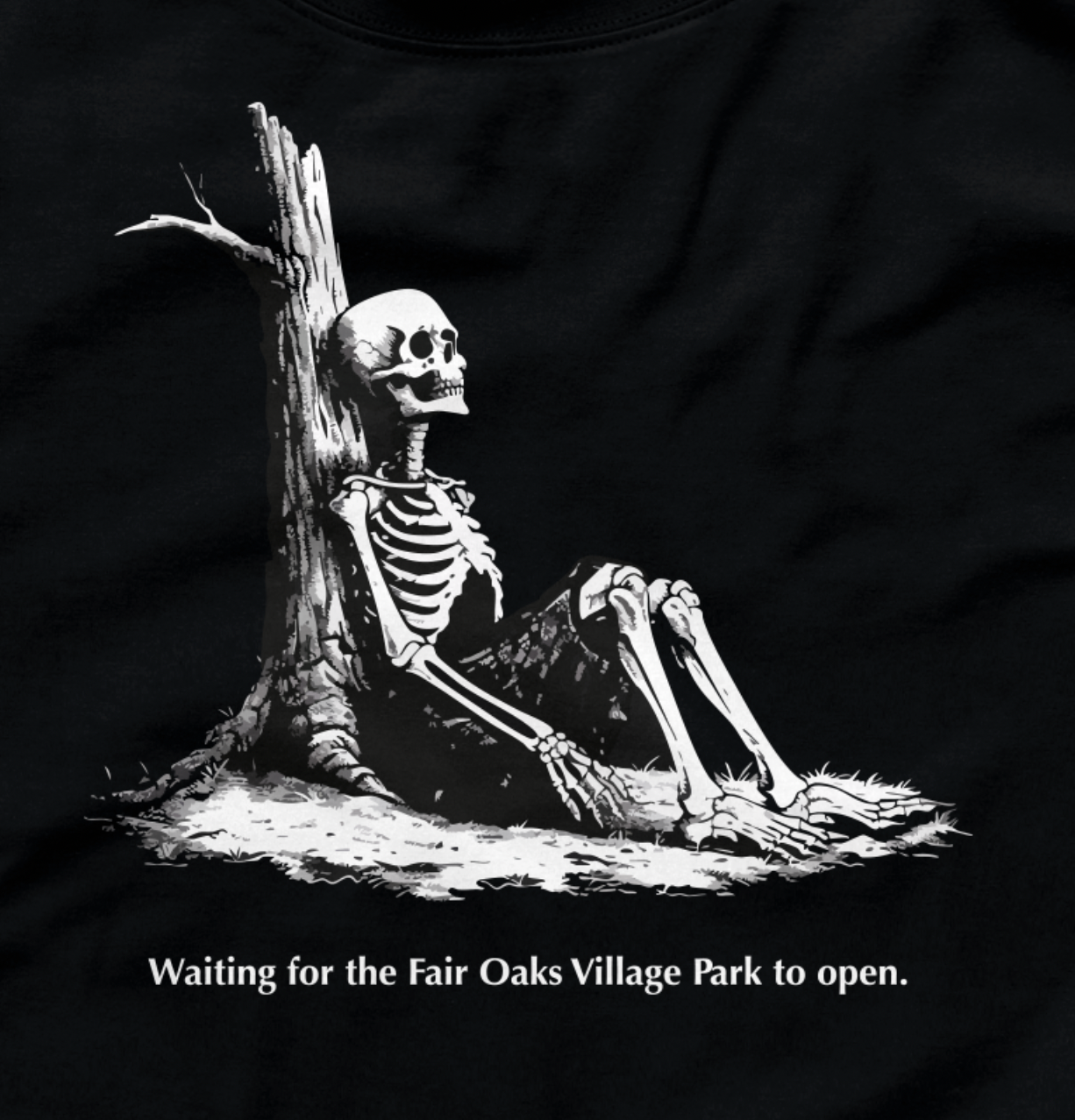 WM-Waiting for the Fair Oaks Village Park to Open-T-Shirt-Black-Detail