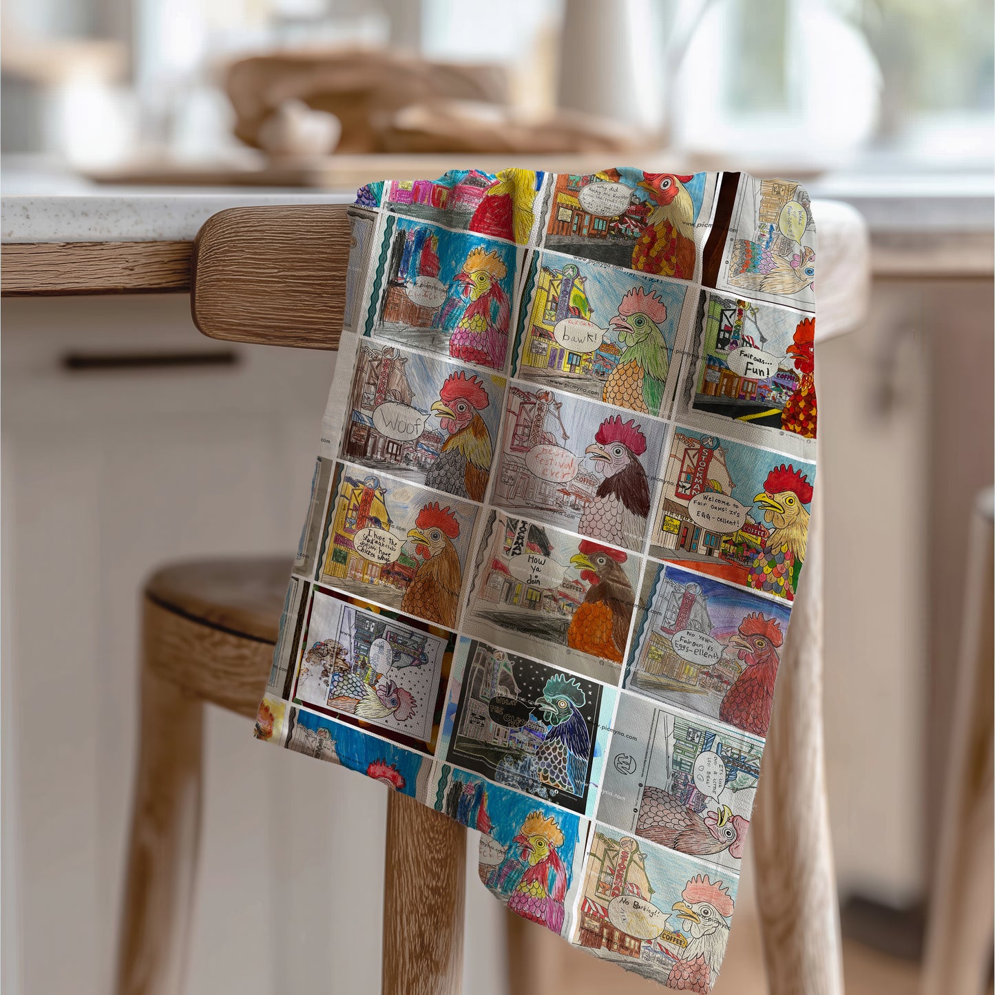 Tea Towel Featuring Fair Oaks Chicken Coloring Contest Entries