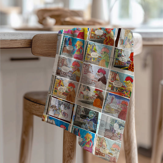 Tea Towel Featuring Fair Oaks Chicken Coloring Contest Entries